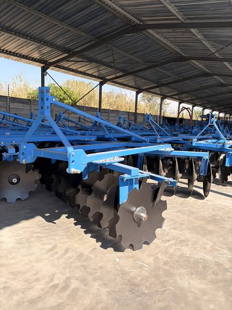 Mounted Disc Harrows, photographed on the supplier's floor