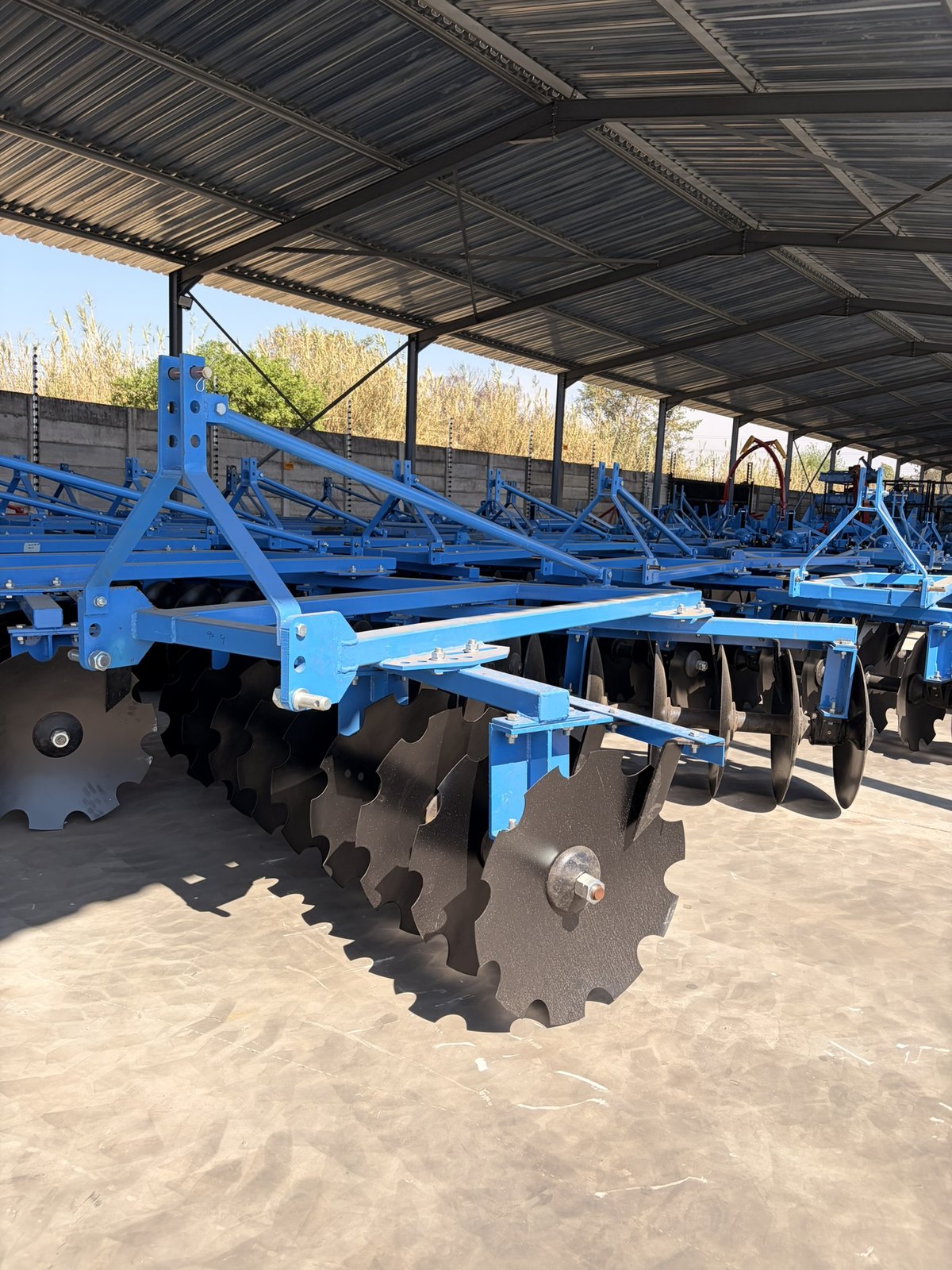 Mounted Disc Harrows, photographed on the supplier's floor