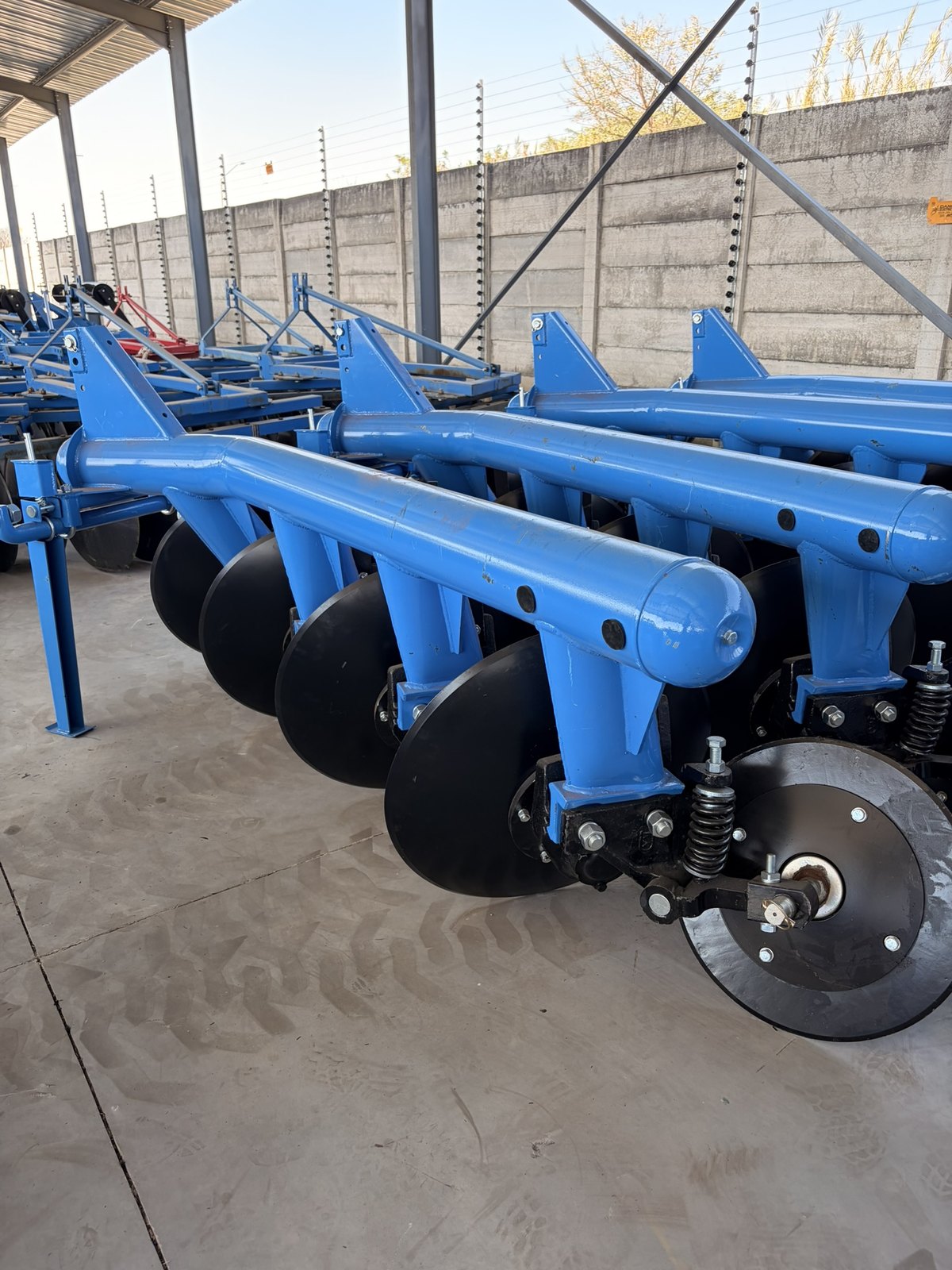 Disc Ploughs, three-quarter view