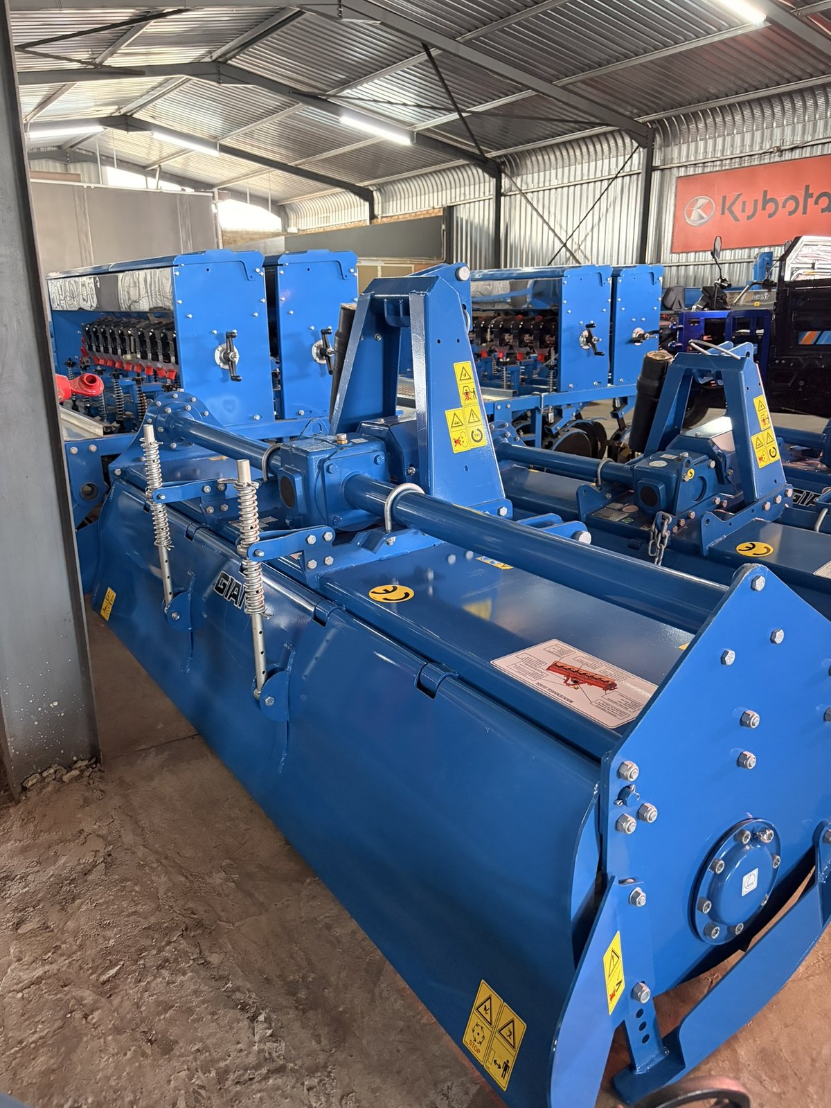 Rotavators, photographed on the supplier's floor (frame 11)