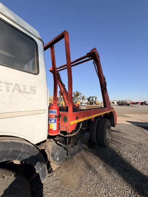 Used Mercedes skip loader truck, cab and skip gear from the rear quarter