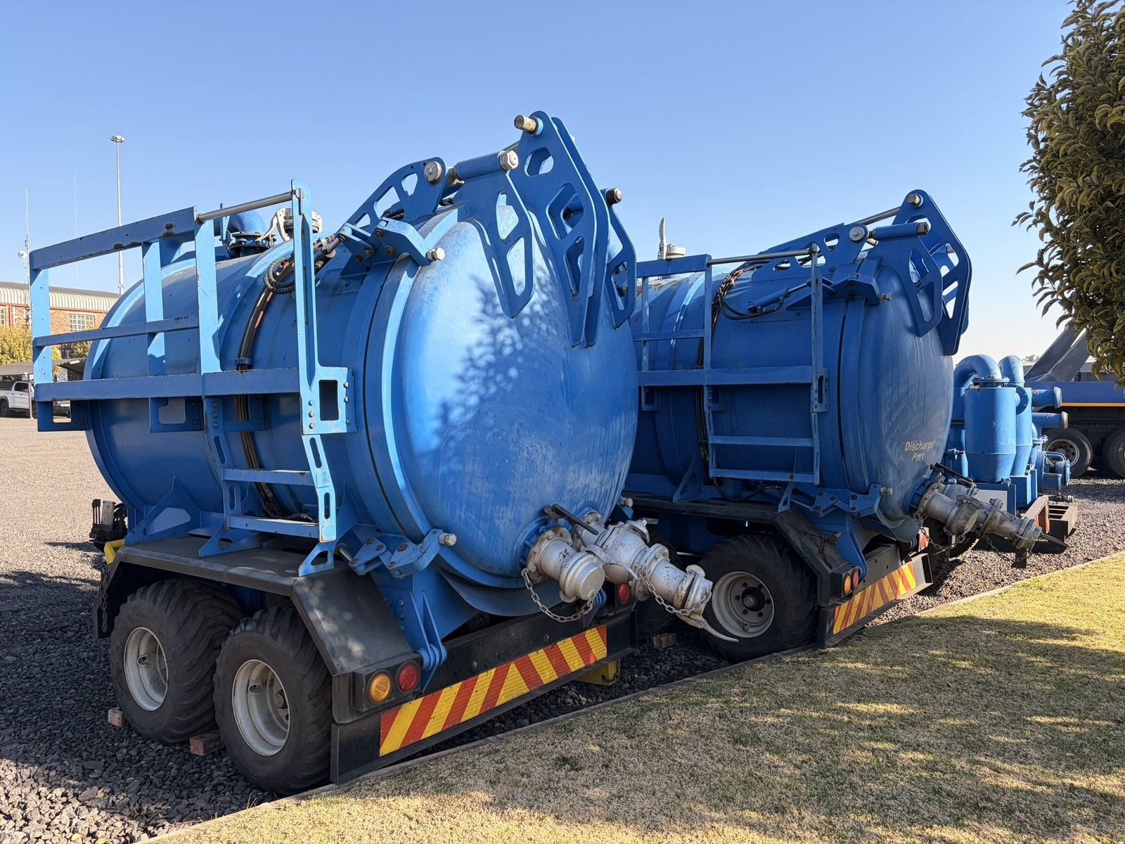 Used vacuum tanker trailer, rear three-quarter view
